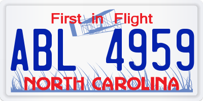 NC license plate ABL4959