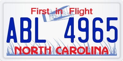 NC license plate ABL4965
