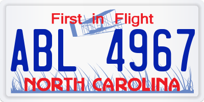 NC license plate ABL4967