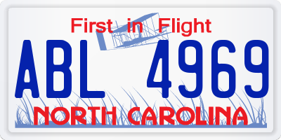 NC license plate ABL4969