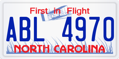 NC license plate ABL4970