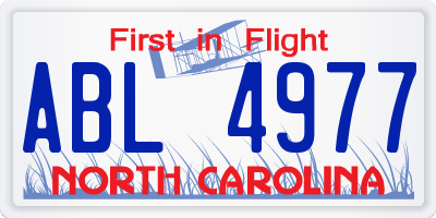 NC license plate ABL4977