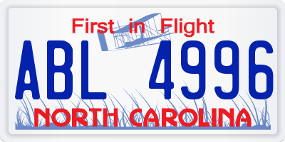 NC license plate ABL4996