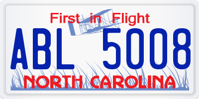NC license plate ABL5008