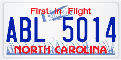 NC license plate ABL5014