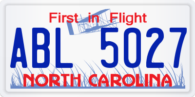 NC license plate ABL5027
