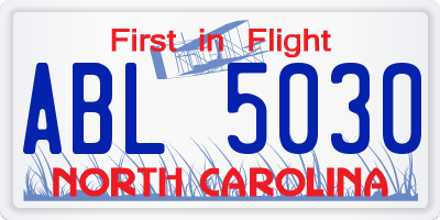 NC license plate ABL5030