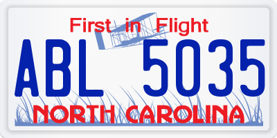 NC license plate ABL5035