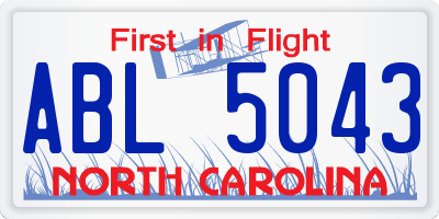 NC license plate ABL5043