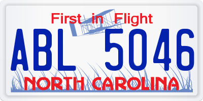NC license plate ABL5046