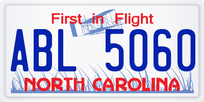 NC license plate ABL5060