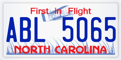NC license plate ABL5065