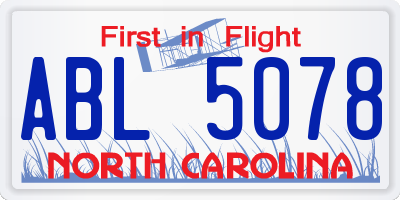 NC license plate ABL5078