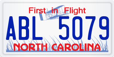 NC license plate ABL5079