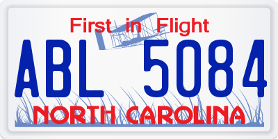 NC license plate ABL5084