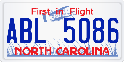 NC license plate ABL5086