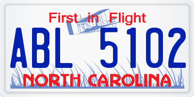 NC license plate ABL5102