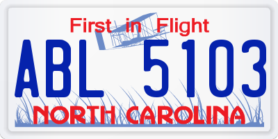 NC license plate ABL5103