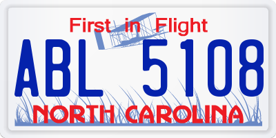 NC license plate ABL5108