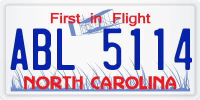 NC license plate ABL5114