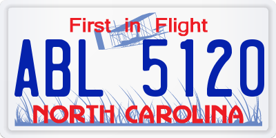 NC license plate ABL5120