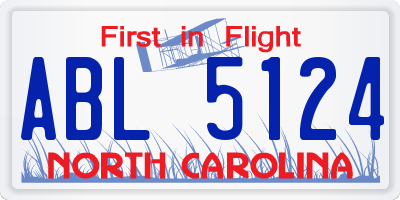 NC license plate ABL5124