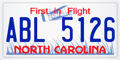 NC license plate ABL5126