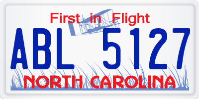 NC license plate ABL5127