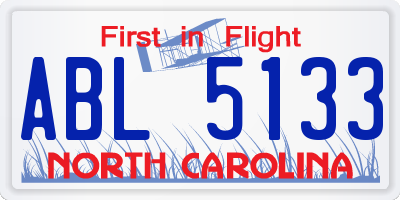 NC license plate ABL5133