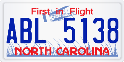NC license plate ABL5138