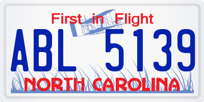NC license plate ABL5139