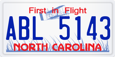 NC license plate ABL5143