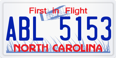 NC license plate ABL5153