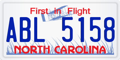 NC license plate ABL5158