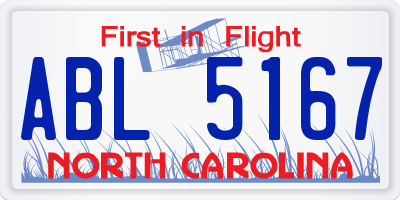 NC license plate ABL5167
