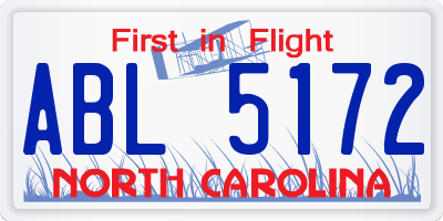 NC license plate ABL5172