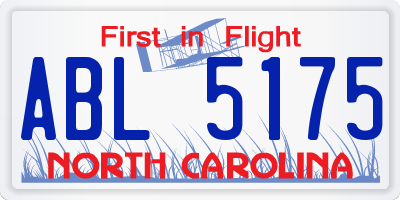 NC license plate ABL5175