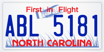 NC license plate ABL5181
