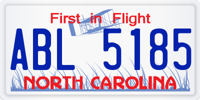 NC license plate ABL5185