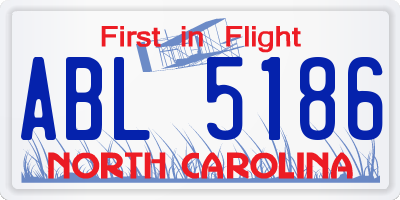 NC license plate ABL5186