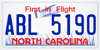 NC license plate ABL5190