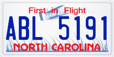 NC license plate ABL5191