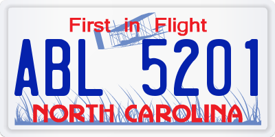 NC license plate ABL5201