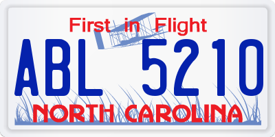 NC license plate ABL5210