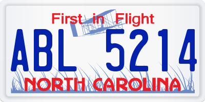 NC license plate ABL5214