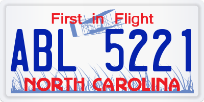 NC license plate ABL5221