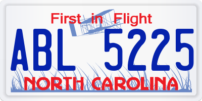 NC license plate ABL5225