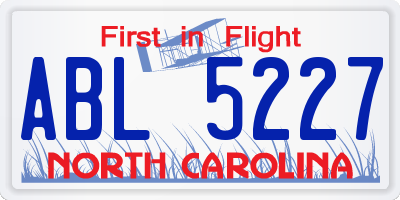 NC license plate ABL5227