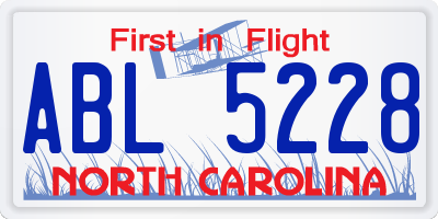 NC license plate ABL5228