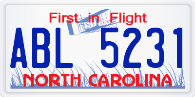 NC license plate ABL5231